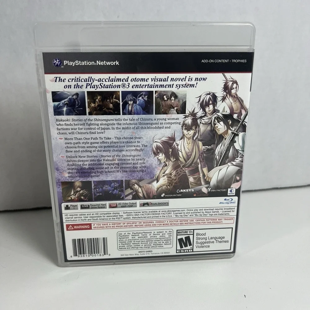 Hakuoki: Stories of the Shinsengumi -- Limited Edition (Sony PlayStation 3 CIB)